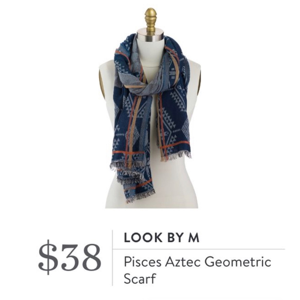 LOOK BY M STITCH FIX PISCES AZTEC GEOMETRIC SCARF Wrap 77 X 29 New NWT